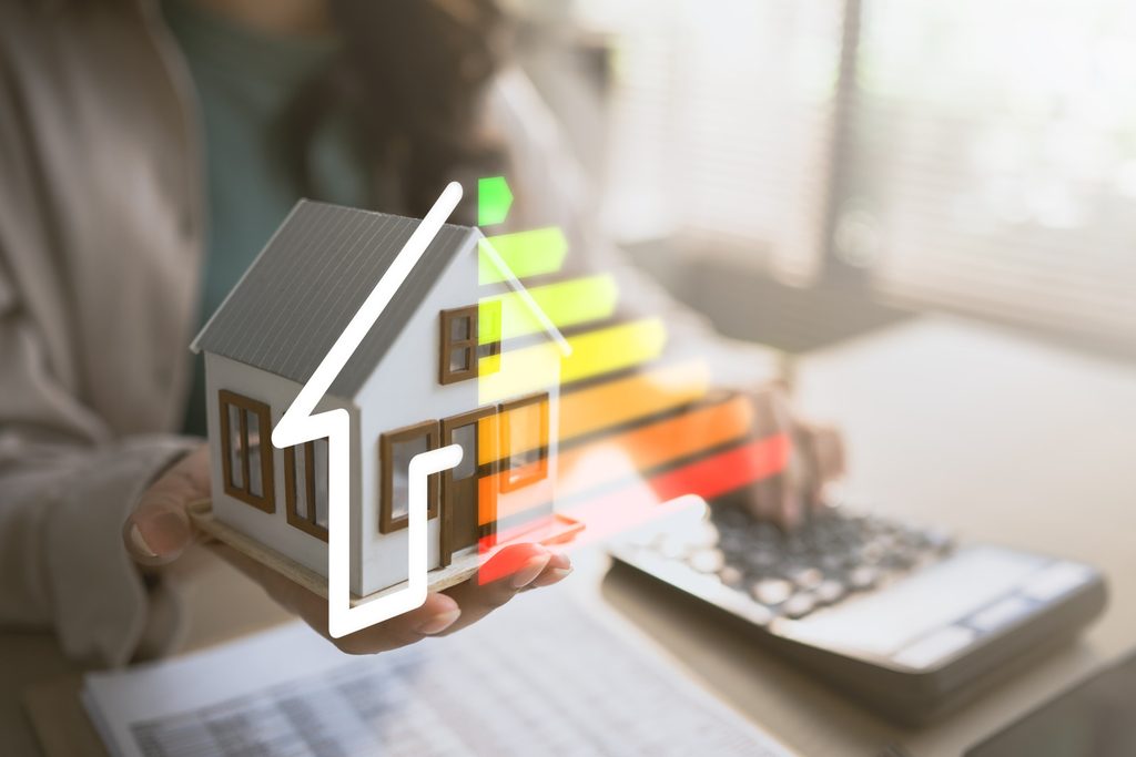 The cost to build a house? Abstract image of a house with a bar chart coming out of it.